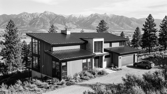 Completed standing-seam metal roof on a Missoula, MT home